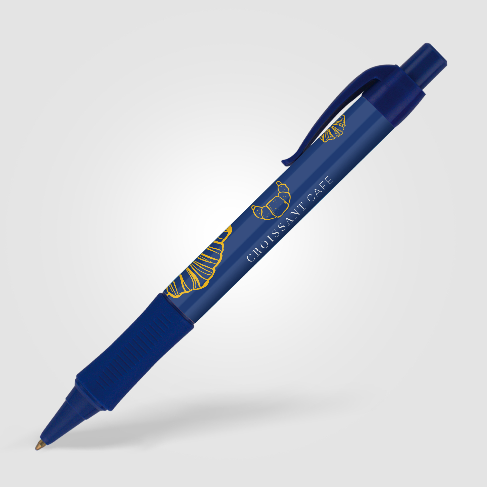 Stylo-bille publicitaire avec grip Hepburn Bleu marine